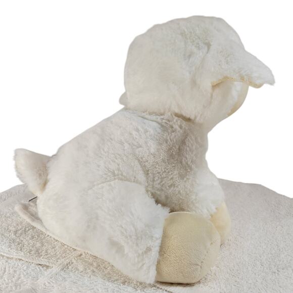 White Lamb Plush Stuffed Animal Soft Fleece 10" Laying Cuddly Toy Gund - Picture 16 of 16